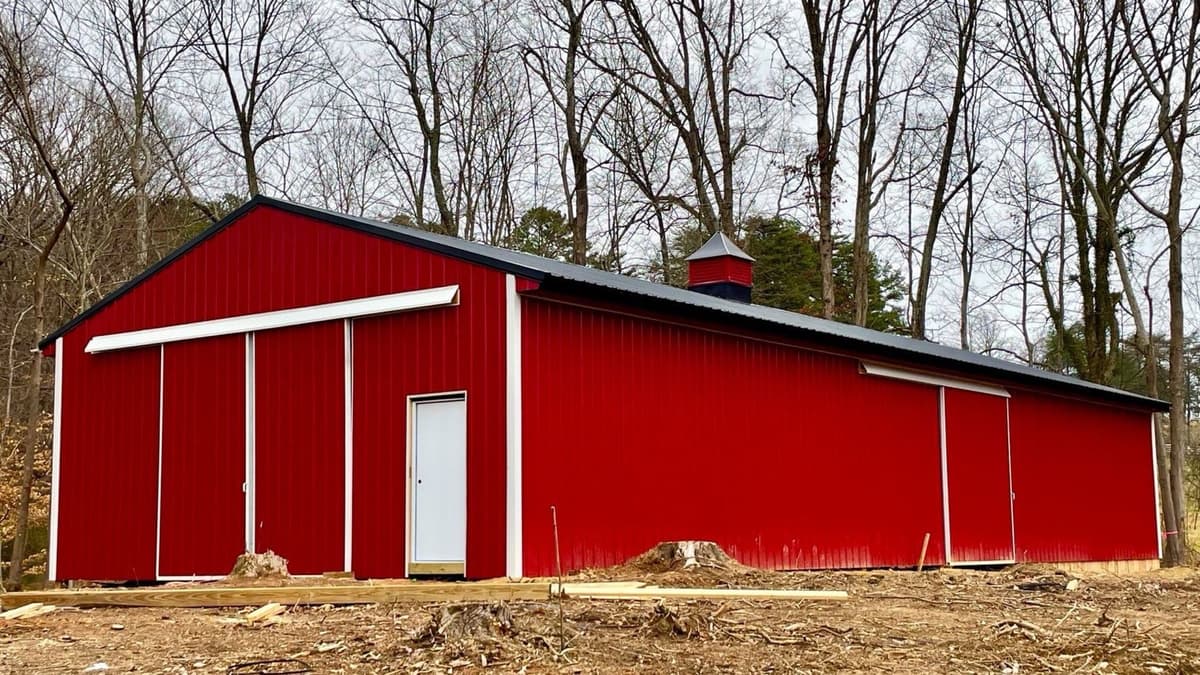 Red Hi-Rib barn with cupola