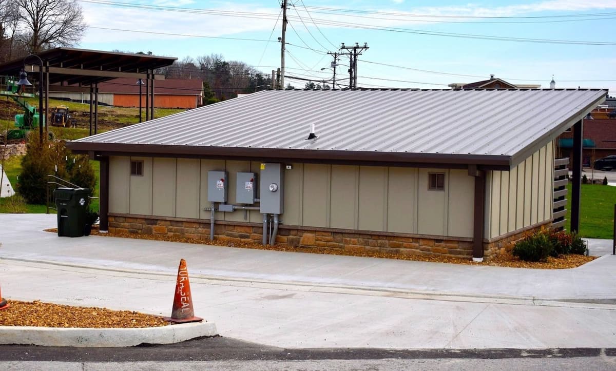 Park building with metal roofing
