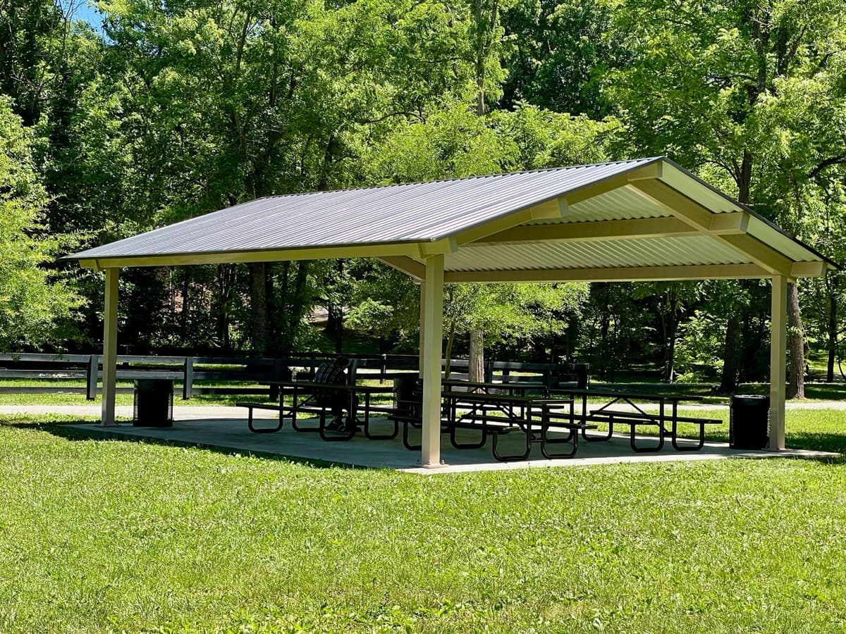 Metal roofed park pavilion