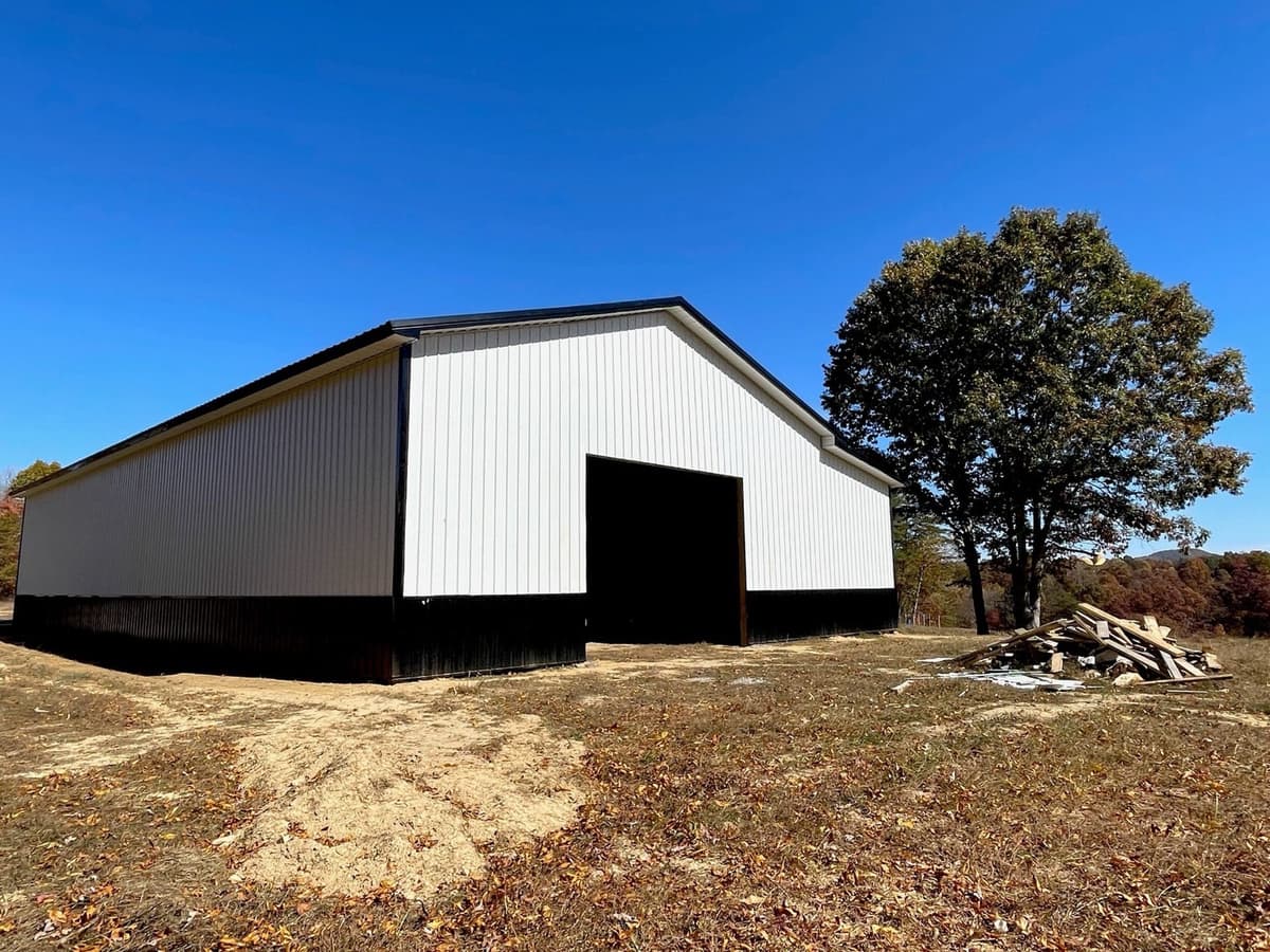 White metal building